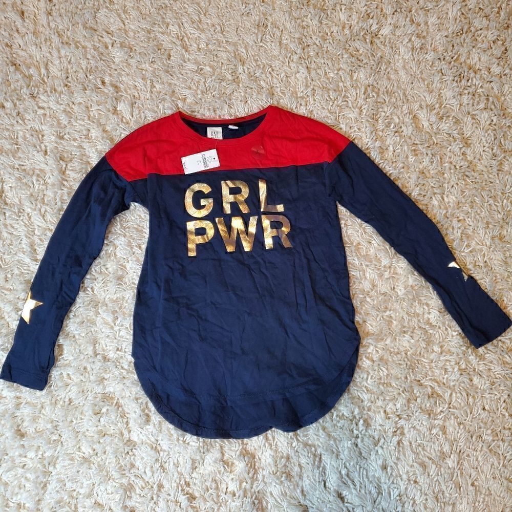 GAP KIDS Girl Power Long Sleeve Shirt - Size Small (6-7)